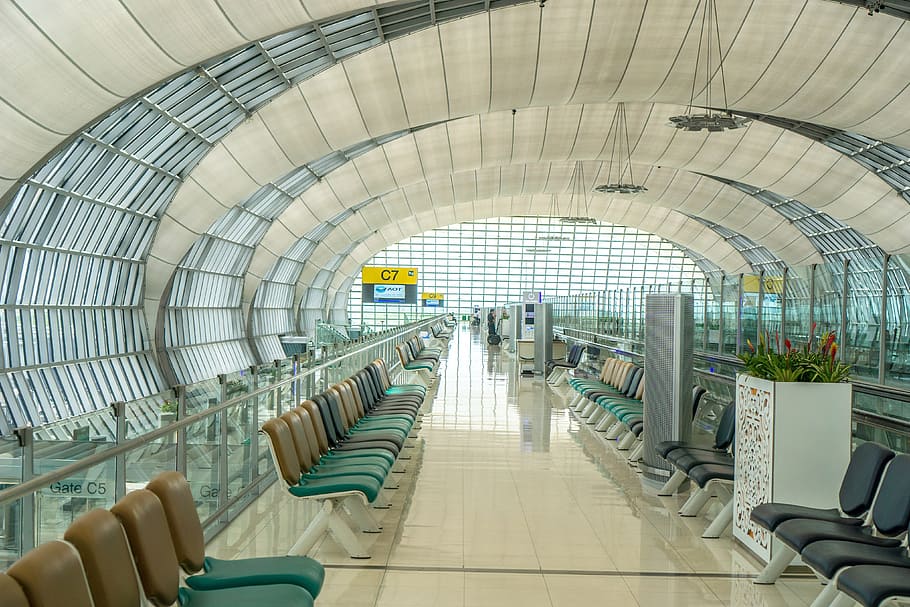 Modern Airport, various, indoors, seat, in a row, architecture HD wallpaper