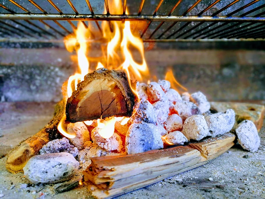 fire, grill, braai, coal, wood, heat, burning, fire - natural phenomenon HD wallpaper
