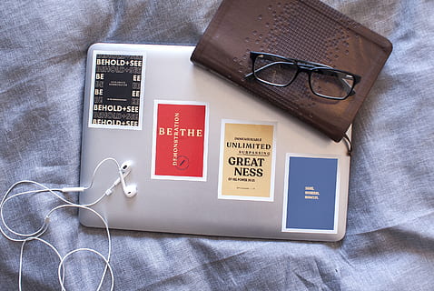white earbuds on silver laptop, glasses, accessories, accessory HD wallpaper