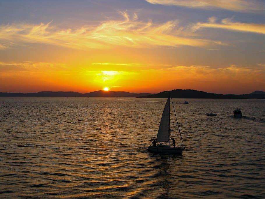 croatia, sky, water, sunset, beauty in nature, scenics - nature HD wallpaper