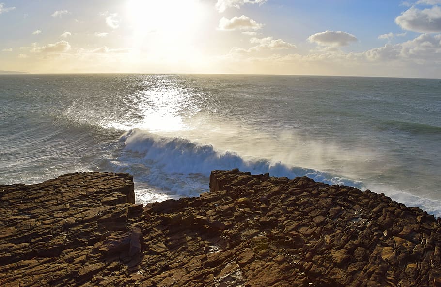 nature, sea, wave, sky, ireland, west coast, water, horizon over water HD wallpaper