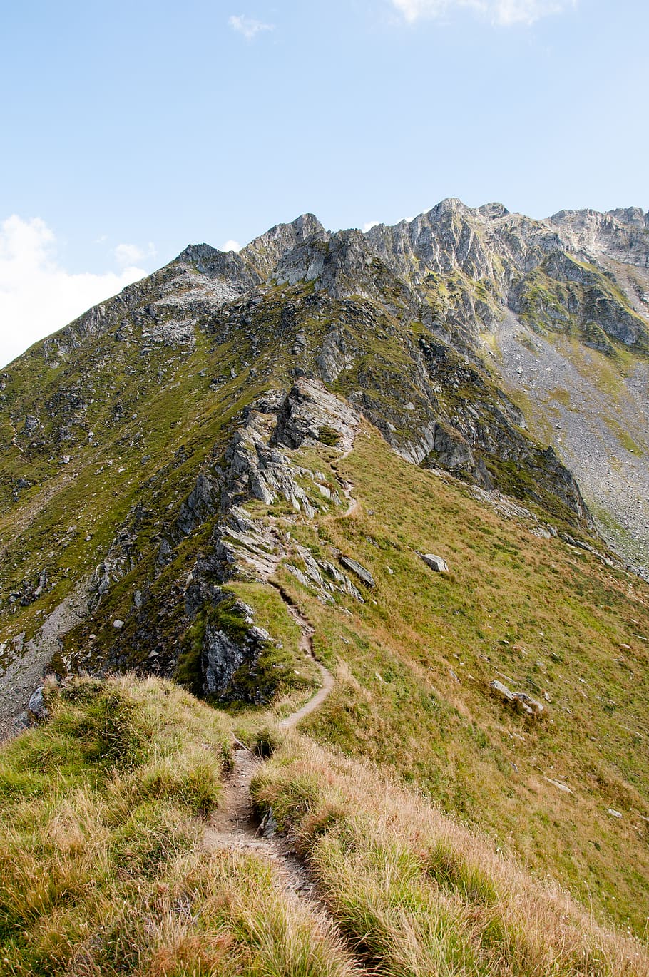 mountain, path, green, rock, grass, beauty in nature, sky, scenics - nature HD wallpaper