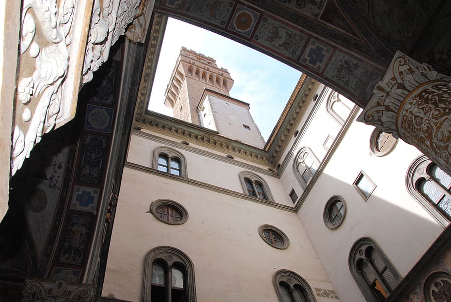 florence, palazzo, courtyard, old, architecture, renaissance HD wallpaper
