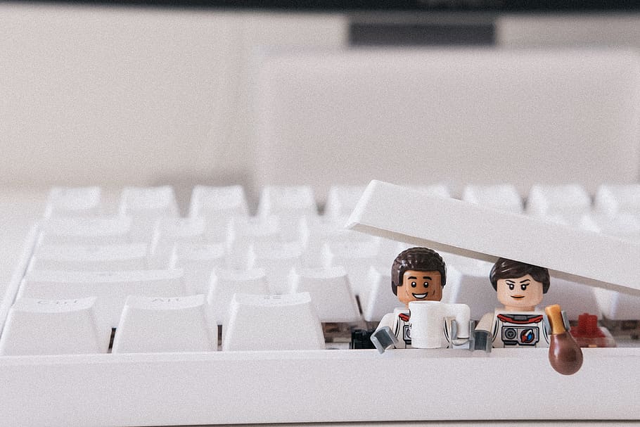 white computer keyboard on white surface, child, childhood, indoors HD wallpaper