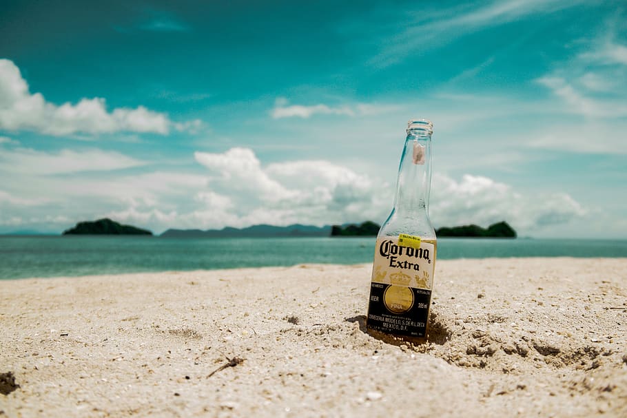 beach, beer, bottle, close-up, bokeh, island, landscape, leisure HD wallpaper