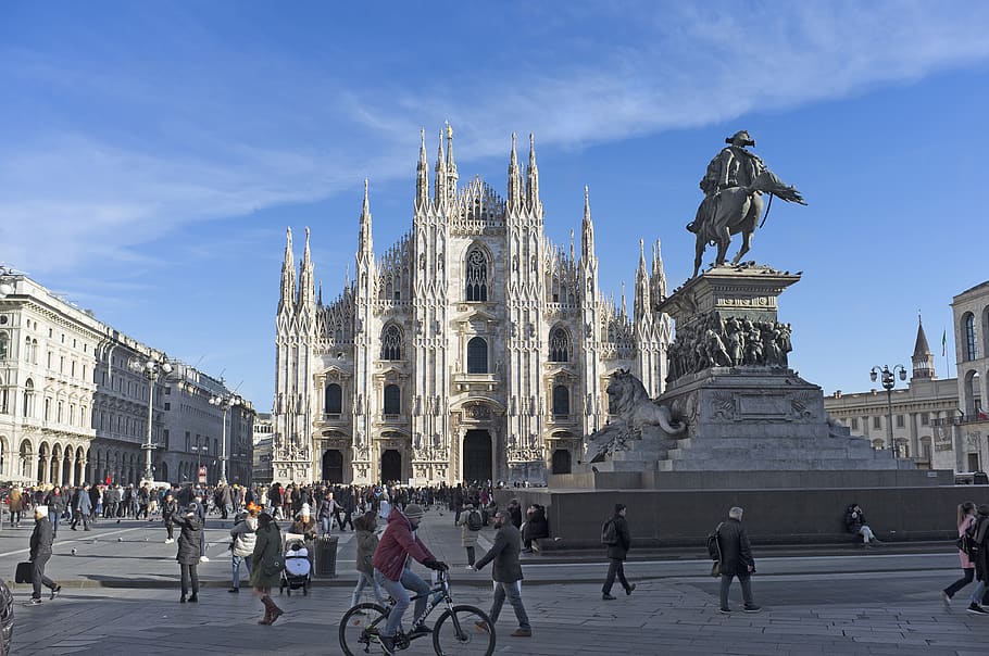 milan, italy, duomo, architecture, europe, piazza, cathedral, HD wallpaper