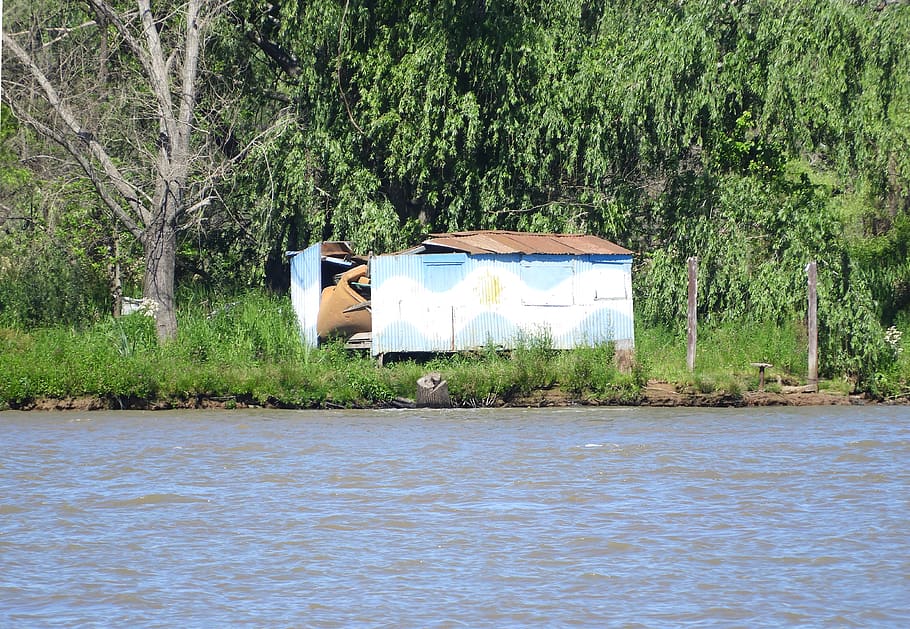 argentina, buenos aires, decayed, abandoned, river, tiny house HD wallpaper