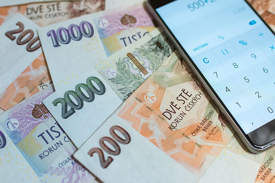 Czech money. Czech crown. Calculating Finance on a Calculator of Smartphone HD wallpaper