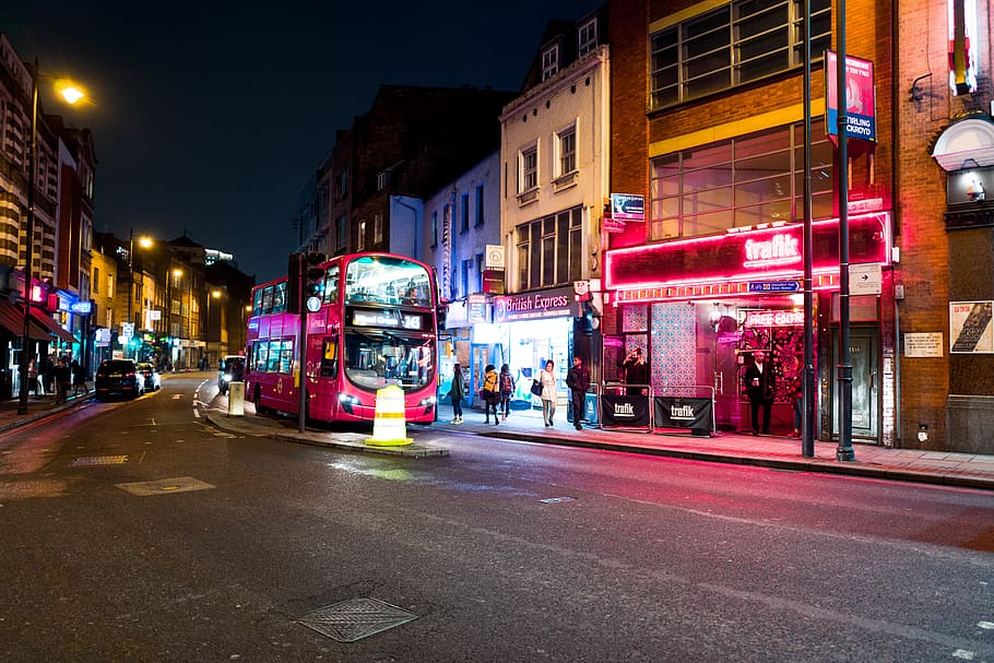 london, united kingdom, mood, dark, night, travel, street, lights