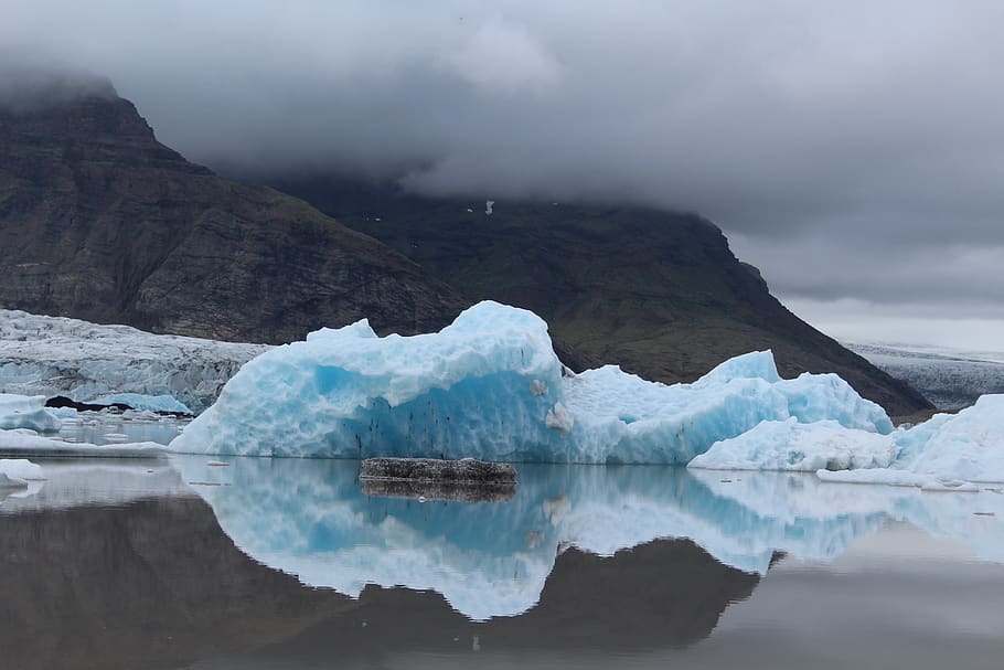 iceland, vatnajokull, glacier, blue, mountain, water, cold temperature, HD wallpaper