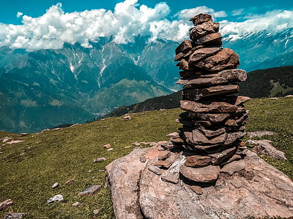 Photo of Rocks Piled on Top of Each Other, 4k wallpaper, altitude HD wallpaper
