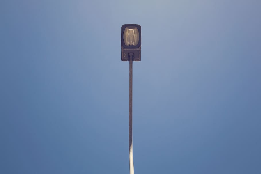 sky, floor lamp, blue, pole, no people, technology, lighting equipment HD wallpaper