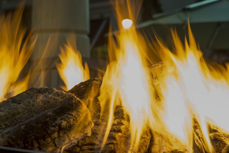 fireplace, flame, burn, heat, hot, campfire, embers, smoke HD wallpaper