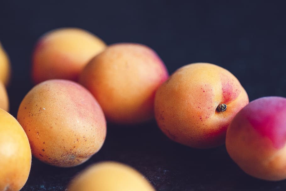 orange and red peaches, food, fruit, produce, plant, flora, germany HD wallpaper
