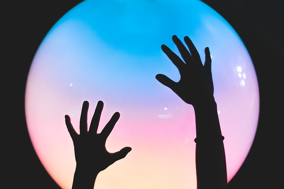 hue, purple, minimal, light, orb, voilet, blue, black, dark HD wallpaper