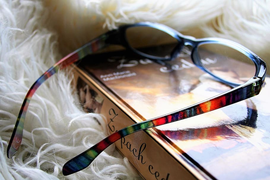 reading, glasses, closeup, book, vacations, transparent, for women, HD wallpaper
