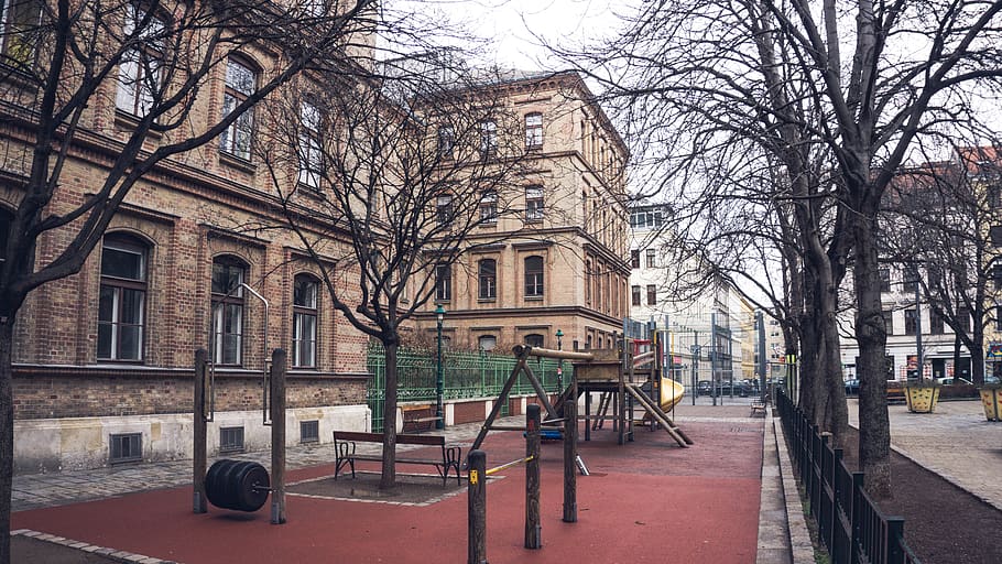 austria, vienna, playground, fun, city, building exterior, architecture HD wallpaper