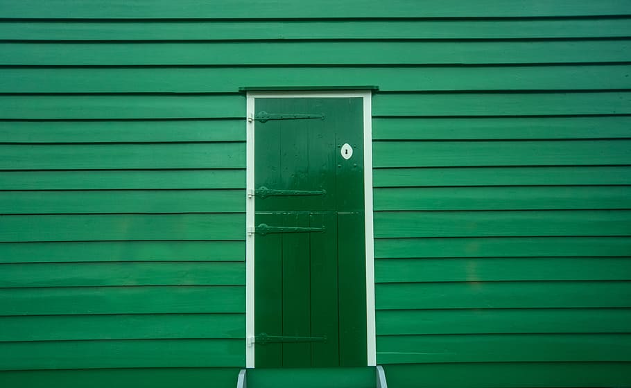 Green Door, architecture, building, design, doorway, entrance HD wallpaper