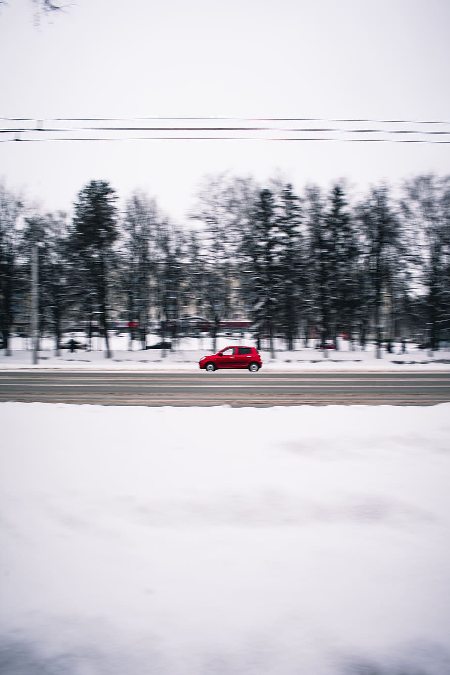 red, car, motion, auto, russia, snow, winter, road, cold, wallpaper HD wallpaper