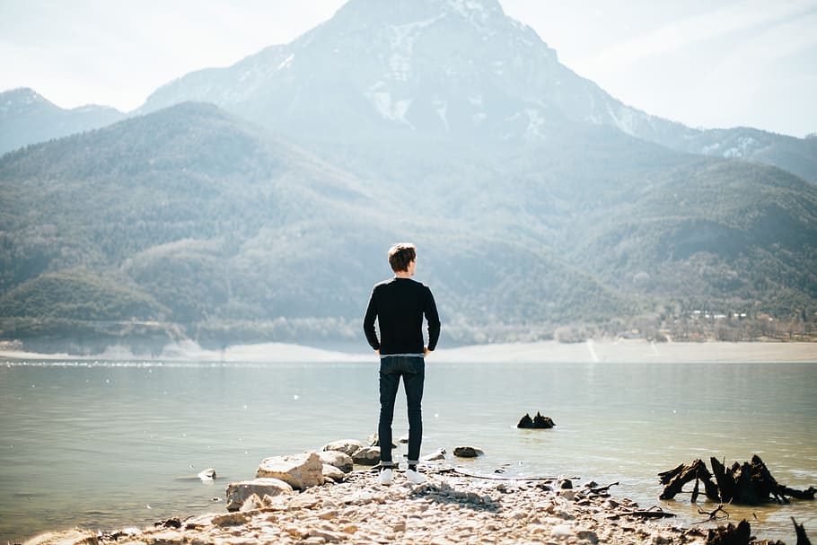 lake, river, water, flow, nature, landscape, human, activity HD wallpaper