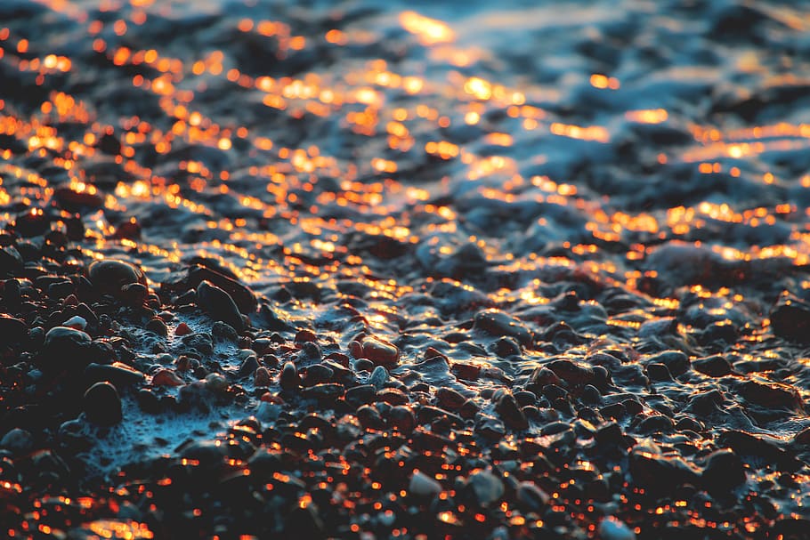 gray stone and water, nature, no people, land, backgrounds, selective focus HD wallpaper