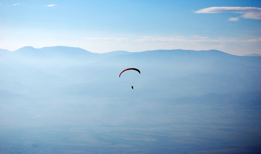 paraglider, flight, sky, earth, paragliding, sport, parachute HD wallpaper