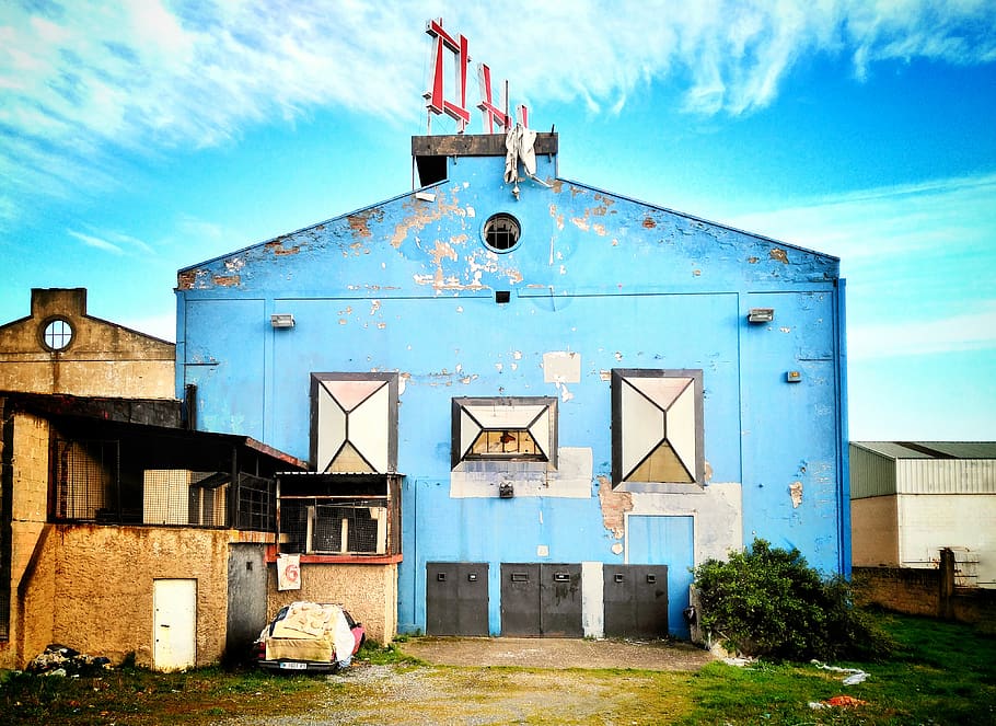 spain, león, abandoned, buildings, decay, urban, blue, architecture HD wallpaper