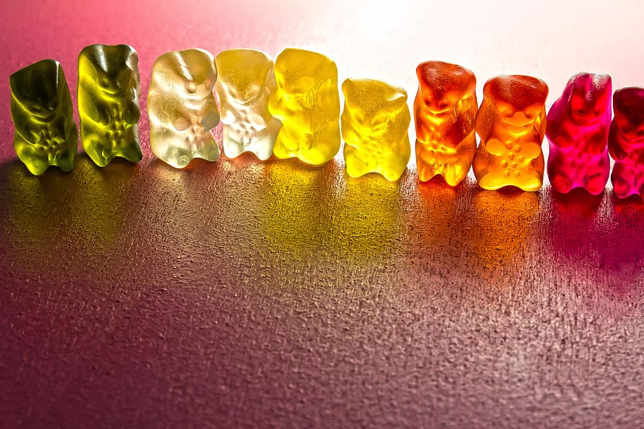 gummibär, sweetness, delicious, nibble, colorful, fruit jelly HD wallpaper