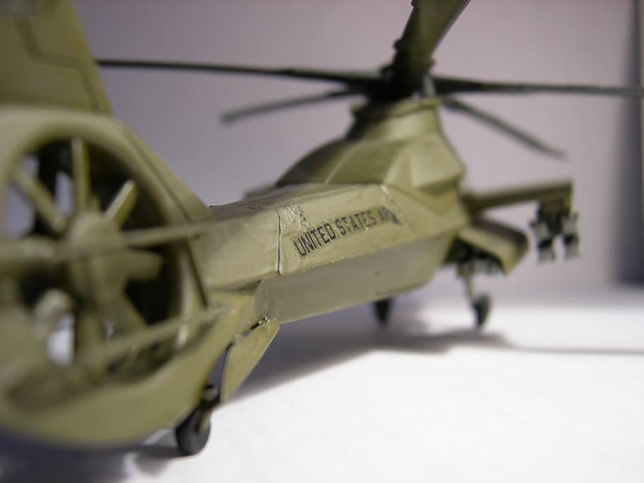 ukraine, plastic, model, rah-66, helicopter, toy, closeup, green