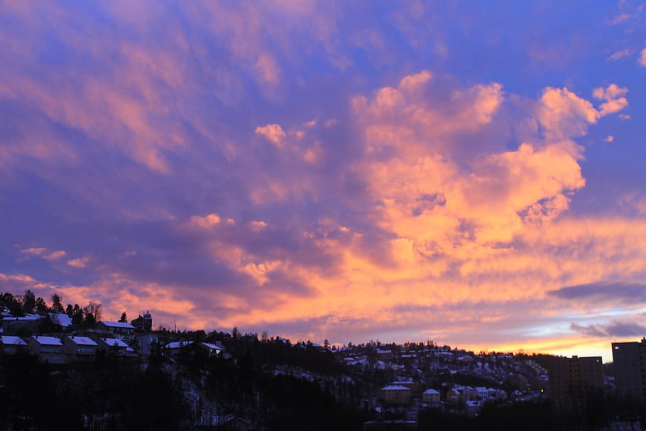 sunset, landscape, clouds, sky, twilight, dusk, panorama, cloud - sky HD wallpaper