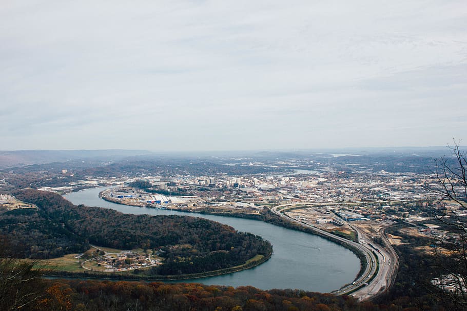 united states, lookout mountain, point park, landscape, aerial
