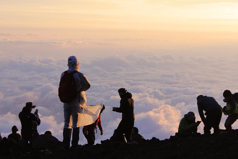 wallpaper, cloud, sun, sunset, mountain, sunrise, mt. fuji HD wallpaper