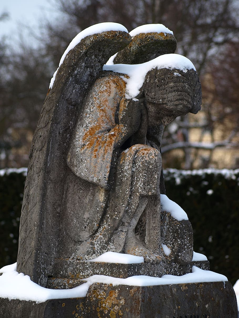 gravestone, funeral, graveyard, cemetery, tombstone, angel, HD wallpaper