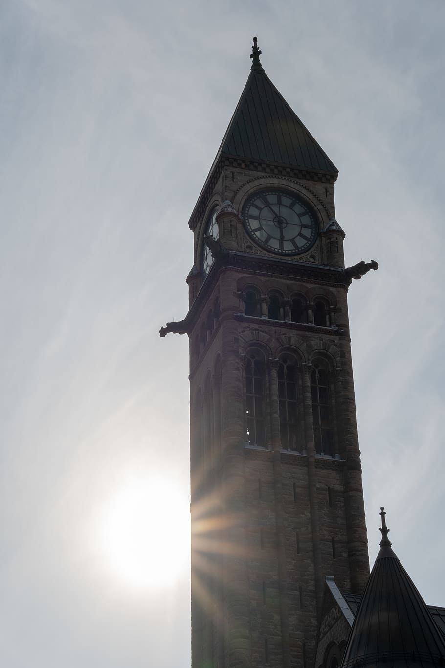 architecture, tower, clock tower, building, light, flare, sunlight