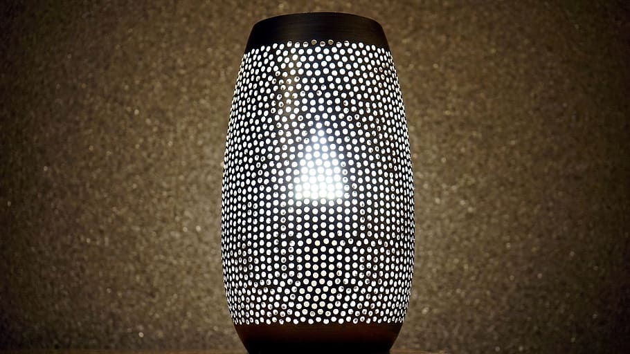 Turned-on Black Lamp, blur, bright, container, design, electricity HD wallpaper