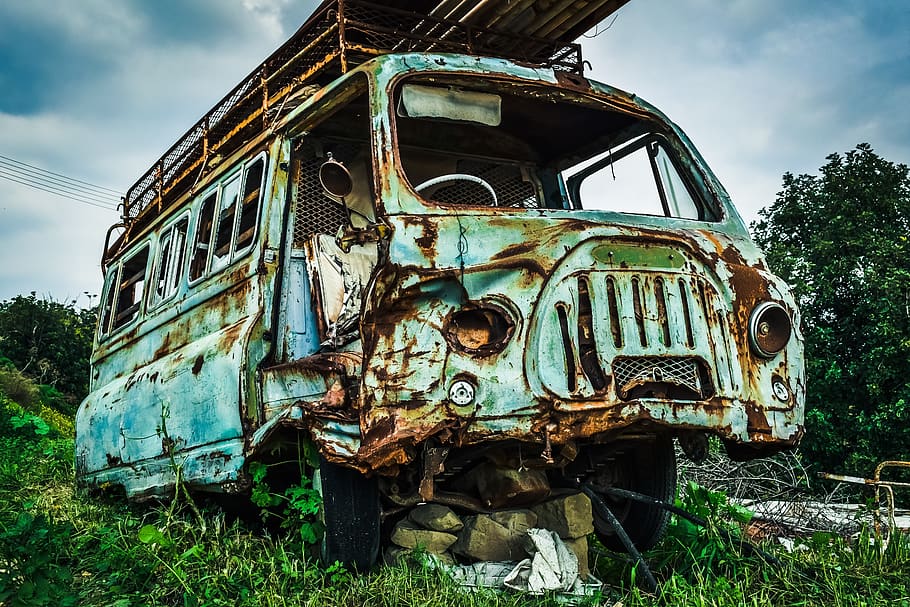 abandoned, rusty, old, car, vehicle, broken, wreck, decay, aged HD wallpaper