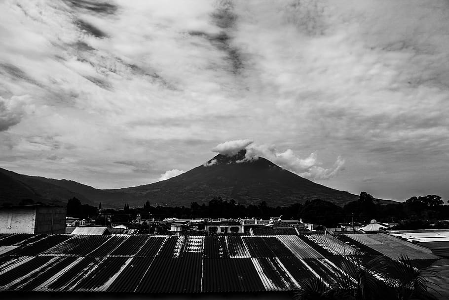 guatemala, antigua guatemala, volcano, sky, ancient, city, mountain, HD wallpaper