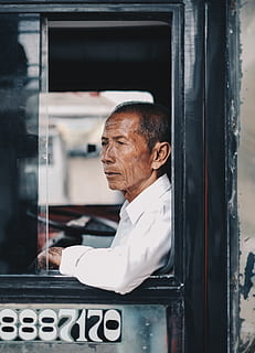 man sitting inside car window, person, human, door, indonesia HD wallpaper