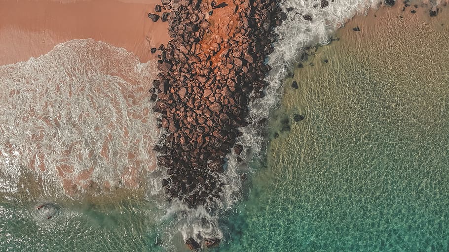 sea water crashing in beach sand, nature, byron bay, australia