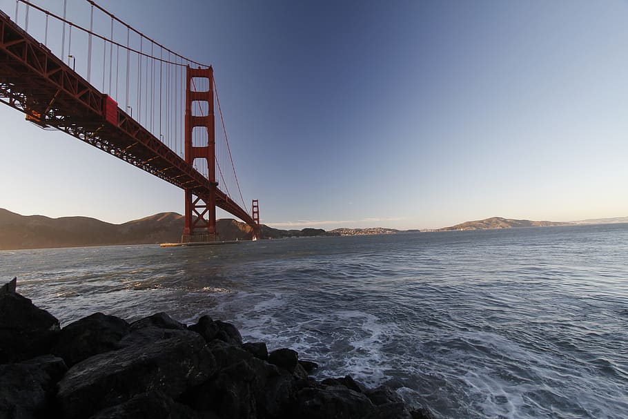 Golden Gate Bridge over Water, infrastructure, landmark, ocean HD wallpaper