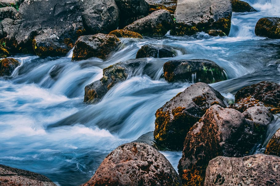 Time Lapse Photo Of River, boulder, creek, flow, long-exposure HD wallpaper