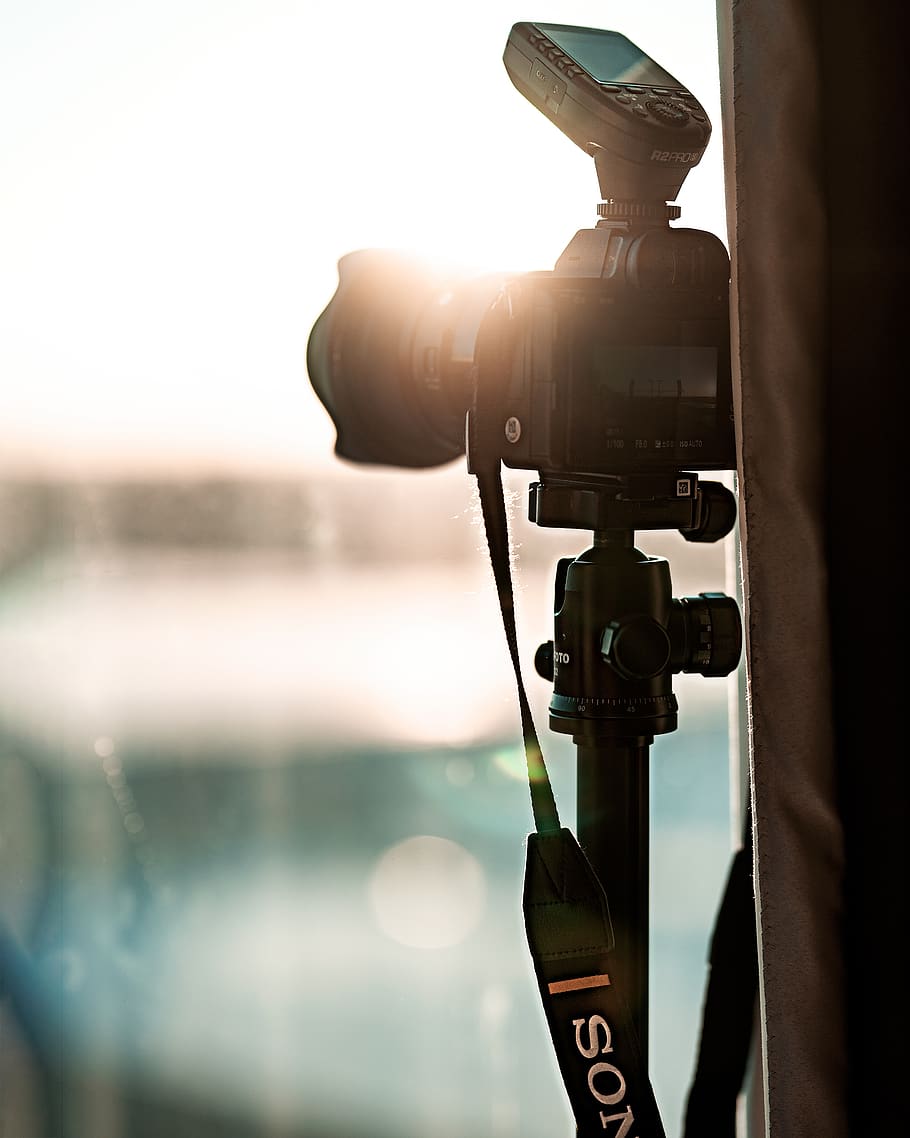 Sony Dslr Camera, tripod, focus on foreground, close-up, day HD wallpaper