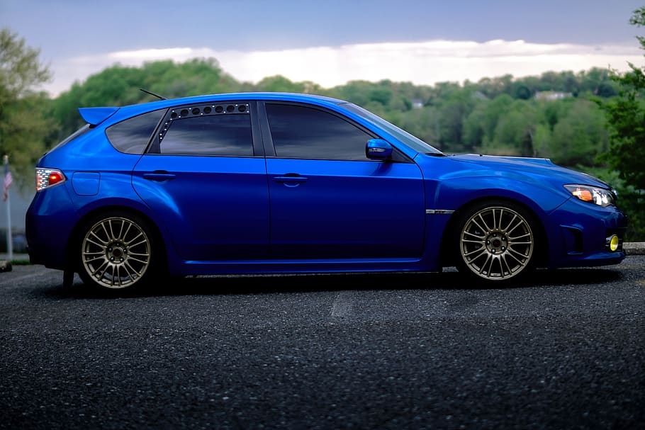 blue 5-door hatchback, car, vehicle, transportation, coupe, sports car HD wallpaper