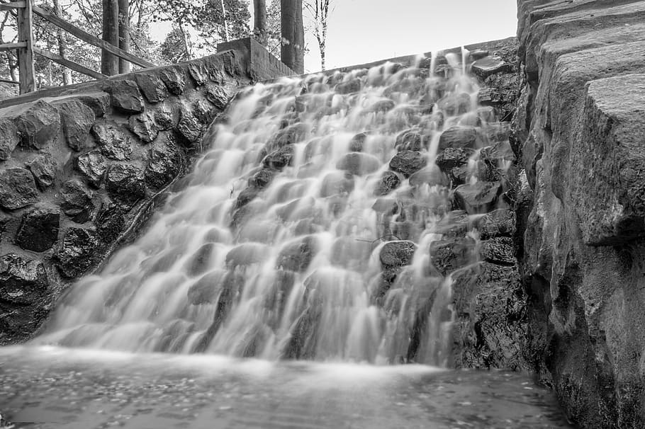 waterfall, cascade, nature, landscape, river, outdoors, atmospheric HD wallpaper