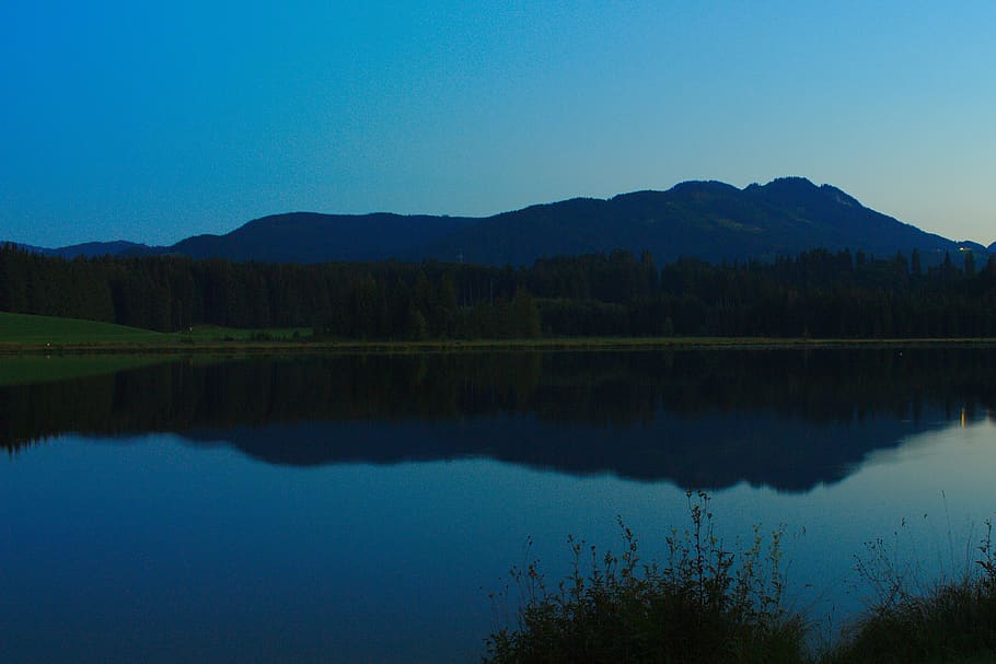attlesee, germany, sunset, lake, summer, blue, water, sky, landscape HD wallpaper