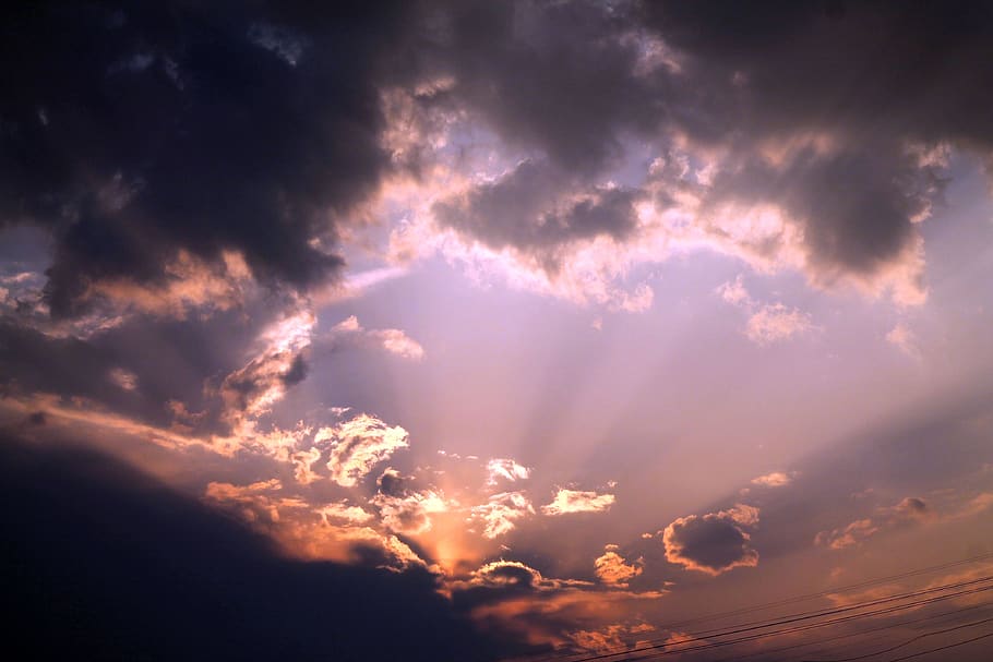 sky, sunset, clouds, colorful, sunrise, the sun's rays, hope HD wallpaper