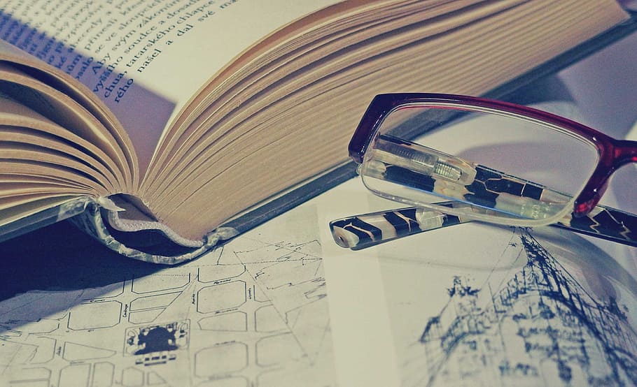 book, reading, eyeglasses, indoors, publication, paper, no people HD wallpaper