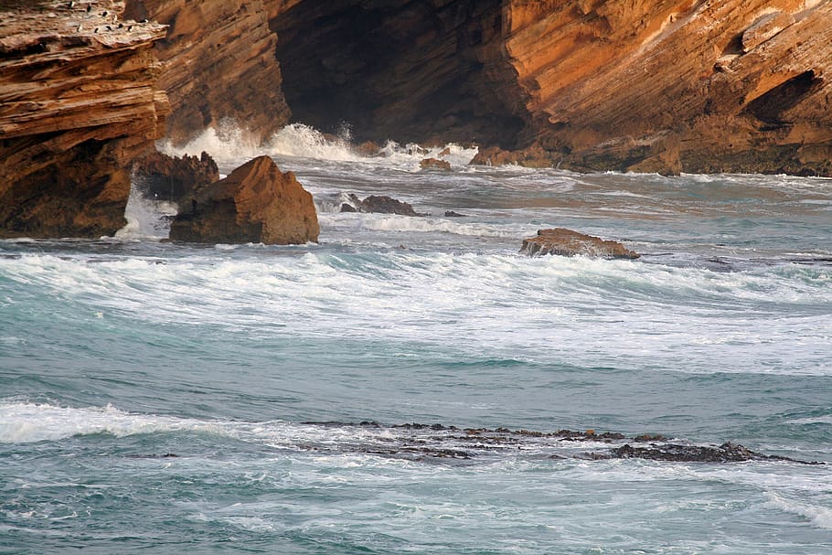 warrnambool, australia, beach, rocks, wave, crashing, ocean HD wallpaper