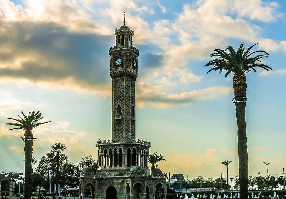 historical works, clock tower, turkey, izmir, architecture