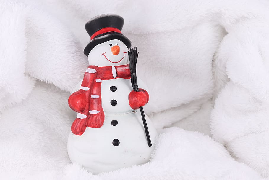 snowman, hat, winter, christmas, cold, decoration, scarf, buttons HD wallpaper